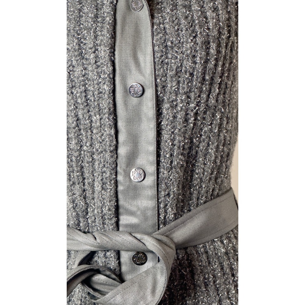 White House Black Market Grey Metallic Knit Longline Belted Sweater Vest‎ Small - Picture 9 of 9